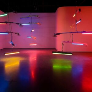 a room with a lot of different colored lights